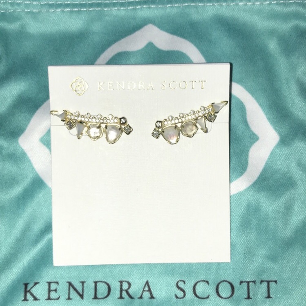 Kendra Scott Gold Clarissa Ear Climbers in Ivory